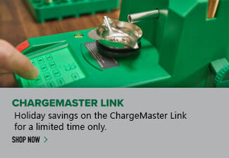 ChargeMaster Link Powder Dispenser displayed on reloading bench